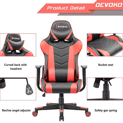 Devoko-Ergonomic-Gaming-Chair-Racing-Style-features